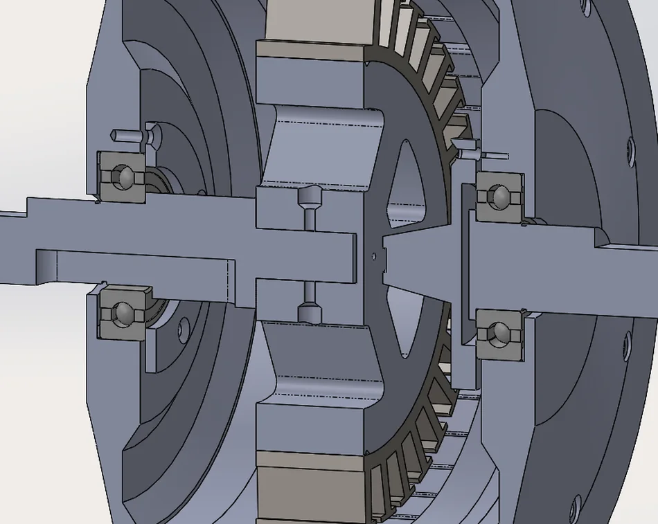 Original encoder layout, stator supported from one end only
