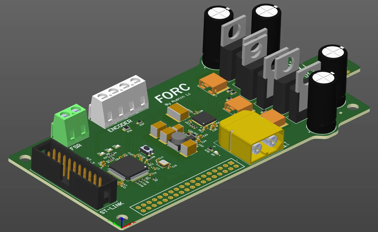 3D render of the FORC speed controller PCB